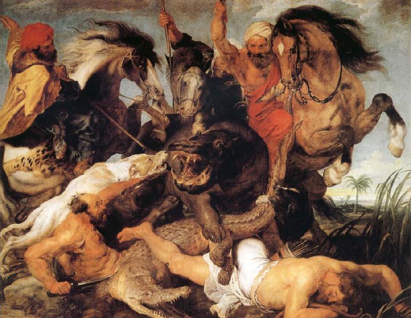 Peter Paul Rubens Hippoptamus and Crocodile Hunt France oil painting art